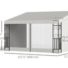 Outsunny 10 ft W x 13 ft L Wall Mounted Pergola Gazebo with Curtains and Nettings - Beige-Features handy drainage holes