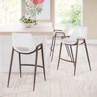 Zuo Desi Counter Stool - White/Walnut - Set of 2-Dimensions: 20.7" L x 20.3" W x 35.6" H