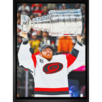 Frameworth Frederik Andersen 20" H x 29" W Framed Canvas Carolina Hurricanes 2026 Stanley Cup Champions Framed - Officially Licensed NHL/NHLPA-Officially licensed NHL and NHLPA wall art: Frederik Andersen 20x29 Framed Canvas Carolina Hurricanes 2026 Stanley Cup Champions for Carolina Hurricanes fans and collectors