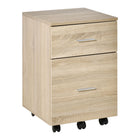 Vinsetto Mobile 2-Drawer Letter/A4 Filing Cabinet with Wheels - Natural-Optimal storage to make your home office, study, or bedroom tidy
