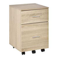 Vinsetto Mobile 2-Drawer Letter/A4 Filing Cabinet with Wheels - Natural-Optimal storage to make your home office, study, or bedroom tidy
