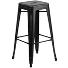 Flash Furniture 30" High Backless Distressed Black Metal Indoor-Outdoor Barstool-Stackable Industrial Style Modern Stool
