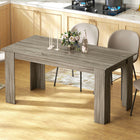 HOMCOM 63" Modern Dining Table with Wood Effect - Grey-Colour: Grey