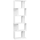 HOMCOM 5-Tier Geometric Bookshelf for Home Office - White-Modern S-shaped bookcase offers five tiered shelves for convenient displaying in your home or office