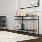 Hudson&Canal Sivil 55"W Console Table with Metal Shelves - Blackened Bronze-Features easy assembly