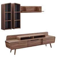 Modway Omnistand 2 Piece Entertainment Center - Walnut Grey-Mid-Century Modern Entertainment Center