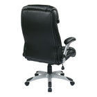 Work Smart Executive Bonded Leather Chair with Adjustable Padded Flip Arm, Black-Locking Tilt Control with Adjustable Tilt Tension