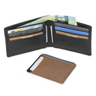 Club Rochelier Men's Billfold Wallet with Removable Card Holder - Black/Tan Combo-1 ID window
