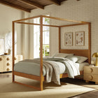 Modway Alva Queen Wood Canopy Platform Bed - Oak-Built-in Wood Headboard