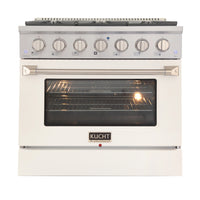 Kucht 36" KNG Series Pro Style Propane Gas Range - Stainless Steel/White-Cook and bake like a pro with the extra-large convection oven that offers 4.2 cu. ft. of capacity, a 5-rack configuration, and an extra-large viewing window