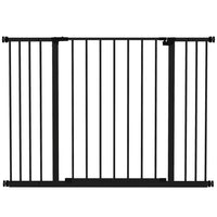PawHut Pressure Fitted Pet Dog Safety Gate Metal Fence 29.9'' Tall - Black-Safely prevents pets accessing certain areas when needed