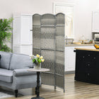 HOMCOM 3 Panel Hand-Woven Freestanding Room Divider for Home Office Bedroom - Mixed Grey-Lightweight design makes it easy to move 
