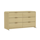 Manhattan Comfort Grace 60" Modern Double Dresser - Natural Oak/Gold-Includes 6 Drawers with .75 Extension.