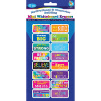 Ashley Productions Non-Magnetic Mini Whiteboard Erasers - Motivational/Character Building - 16 Pack-Mini whiteboard erasers