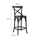 Modway Gear Counter Stool - Black-Elm Wood Construction