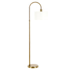 Hudson&Canal Veronica Arc Floor Lamp with Fabric Shade - Antique Brass/White-Transitional design for your living room, office space, bedroom, or reading nook