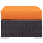 Modway Convene Outdoor Patio Fabric Square Ottoman - Espresso/Orange-Water & UV Resistant