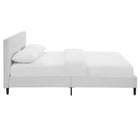 Modway Linnea Faux Leather Queen Bed - White-Tufted Vinyl Headboard