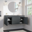 Modway Render 48" Wall-Mount Bathroom Vanity - Grey/Black-Full-Extension Drawers