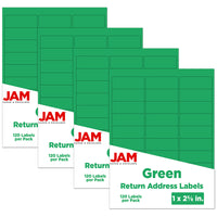 JAM Paper Mailing Address Labels - 1 x 2 5/8 - Green - 4 sets of 120-3.2 ounce