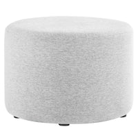 Modway Callum Large 23" Round Woven Heathered Fabric Upholstered Ottoman - Heathered Weave/Light Grey-Woven Heathered Fabric Upholstery