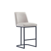 Manhattan Comfort Serena 17.71" Modern Leatherette Upholstered Counter Stool - Light Grey-Modern Counter Stool with Backrest Perfect for Bar and Kitchen Use