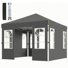 Outsunny 9.6 ft W x 9.6 ft L Pop Up Canopy Tent with 4 Sidewalls - 1-Button Push - Dark Grey-UPF50+ 210D Oxford fabric with silver coating for excellent sun protection