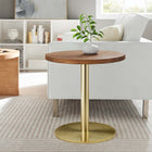 Modway Viva Round Acacia Wood Side Table - Brass Light Oak-Versatile Accent Table