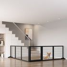 PawHut Wooden Freestanding Pet Gate with 6 Panels and 2 Support Feet - Black-This dog fence can be completely folded up for easy storage 