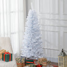 HOMCOM 5' Artificial Christmas Tree with Auto Open - White-Branches can be opened automatically for easy assembly 