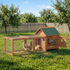 PawHut 72" Chicken Coop, Wooden Hen House Poultry Cage for 2 Chickens-Multiple doors and an openable top provide easy access for feeding