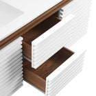 Modway Render 48" Wall-Mount Bathroom Vanity - White/Walnut/White-9
