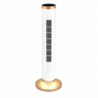 Seville Classics UltraSlimLine Oscillating Tower Fan with Light - White-9 Speed Settings 