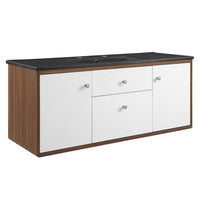 Modway Transmit 48" Wall-Mount Bathroom Vanity - Walnut/Black-Mid-Century Modern Vanity
