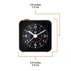 Marathon Watch Mini Non-Ticking Analog Alarm Clock with Auto Back Light and Snooze Function - Black-Alarm with snooze: Easy to set alarm function with conveniently placed ON/OFF and SNOOZE buttons.
