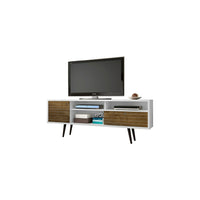 Manhattan Comfort Liberty MDP and MDF 70.86"W TV Stand, White and Rustic Brown (202AMC69)-Free Standing TV Stand for Living Room and Bedroom use.