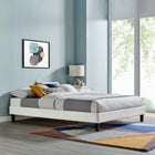 Modway Reign Performance Velvet Queen Platform Bed Frame - Light Grey-Reinforced Center Beam and Support Legs