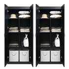 Manhattan Comfort Hopkins 59.22" 2-Piece Modern 14-Shelf Storage Closet - Black-Mop Base with Non-marking Felt Foot Pads