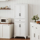 HOMCOM 67" H Kitchen Pantry Cabinet with Doors and Shelves - White-MDF with painted surface for easy maintenance 