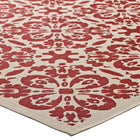 Modway Ariana Vintage Floral Trellis Indoor/Outdoor Area Rug - 4 ft W x 6 ft L - Red/Beige-High Density / Machine-Woven