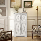 HOMCOM 23.6" L Farmhouse Kitchen Pantry Cabinet - White Wood Grain-Magnetic door catches ensure effortless, secure closure
