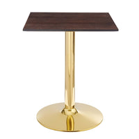 Modway Verne 24" Square Dining Table - Gold Cherry Walnut-Modern Dining Table