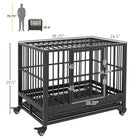 PawHut 36" L Heavy Duty Steel Kennel Pet Cage - Grey-Front door with 2 slide-bolt latches for easy entry and exit 