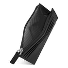 Champs Onyx Leather Zip Card Case - Black-Top zip pocket