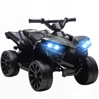 Qaba 6V Battery Powered Kids ATV 4 Wheeler with Music and LED Headlights - Black-Powerful 6V motor drives on various terrains, sparking curiosity 