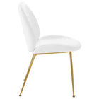 Modway Scoop Gold Stainless Steel Leg Performance Velvet Dining Chair - White-Vintage Glamour Style