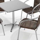 Flash Furniture 27.5" Square Aluminum Indoor-Outdoor Table Set with 4 Dark Brown Rattan Chairs-Smooth Stainless Steel Table Top
