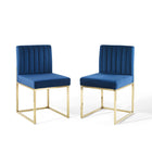 Modway Carriage Performance Velvet Dining Chair - Gold/Navy - 2 Pack-Glam Deco Dining Chair