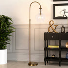 Hudson&Canal Verona Arc Floor Lamp with Glass Shade - Brass/Clear-Clean with a soft, dry cloth and no harsh chemicals or abrasive cleaning materials