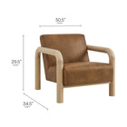 Modway Sereno Vegan Leather Accent Chair - Canyon Oak-Rounded Solid Wood Armrests